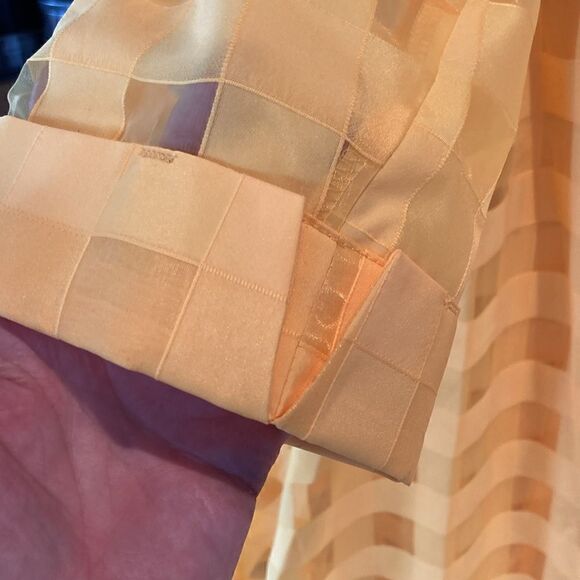 Ashro Duster Blouse sheer contrast gridded pockets button down Top Yellow size M - Picture 9 of 12